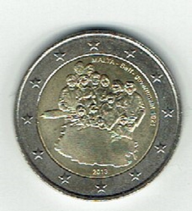 (afbeelding voor) 2 Euromunt Malta 2013 Zelfbestuur UNC